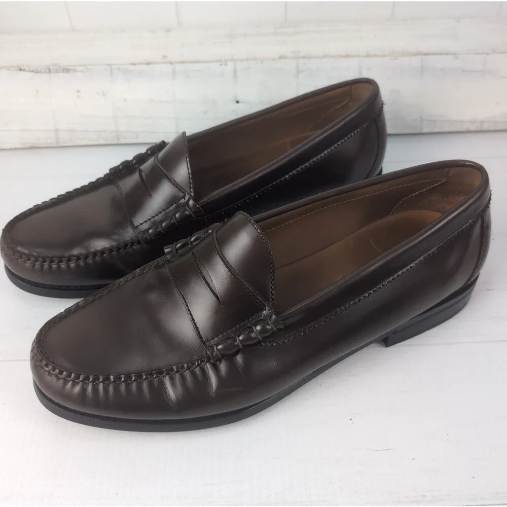 J Crew Camden Penny Loafers Men’s 11.5 Dark Brown Leather Rubber Sole AV166
